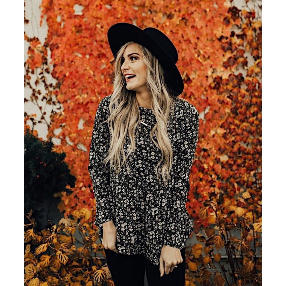 Olive floral peplum top